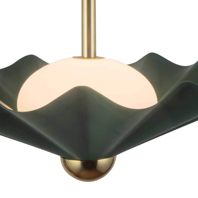 Furrow 16-in Red dimmable LED Pendant, 16-in, Green