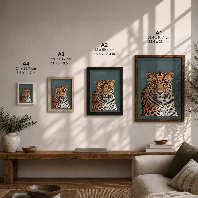 Leopard Portrait Modern - Framed Print, Unframed, A1 - 84.1 x 59.4 cm