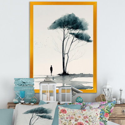 «Watercolor Tree by the Lake Side», reproduction sur toile