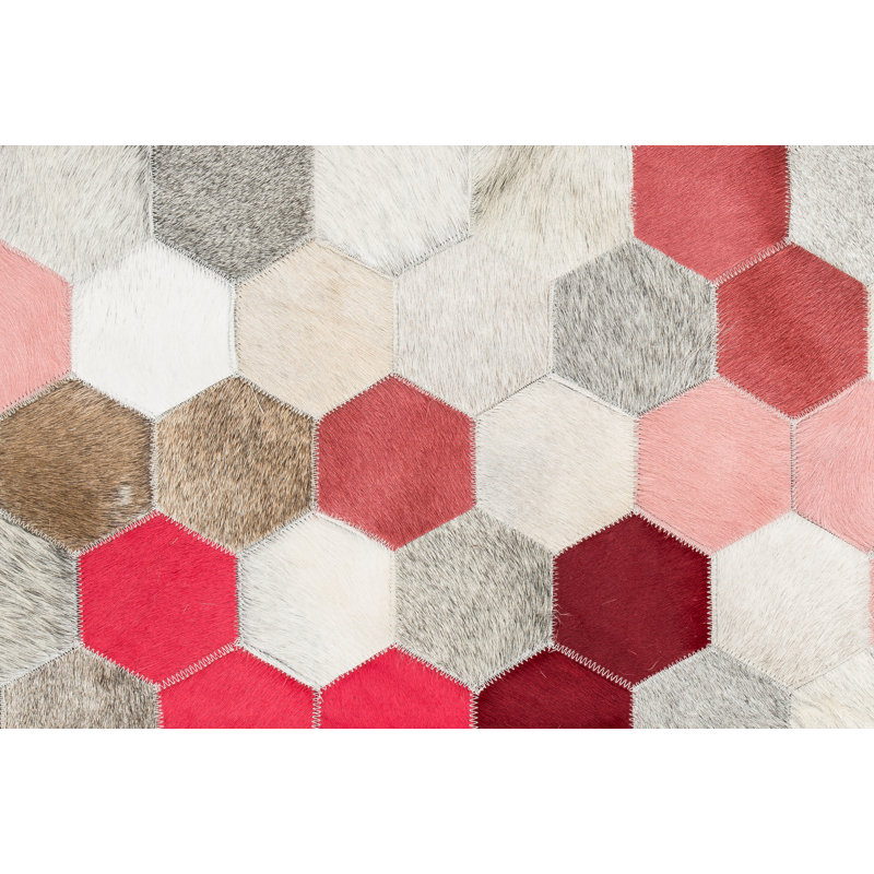Angulo Cowhide Geometric Area Rug, Rectangle 4'6" x 5'9"