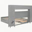 Grand lit en bois complet avec garde-robe, tablette de rangement et prise de courant, lit double superposé XL, gris-121070026