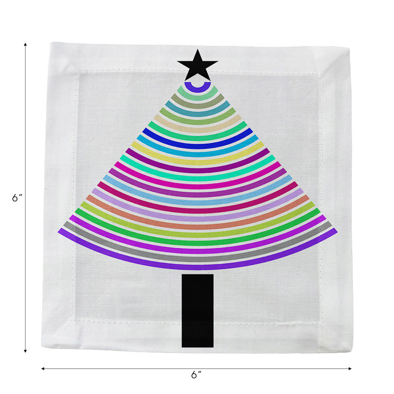Christmas Tree Brights Cotton Sateen Cocktail Napkins