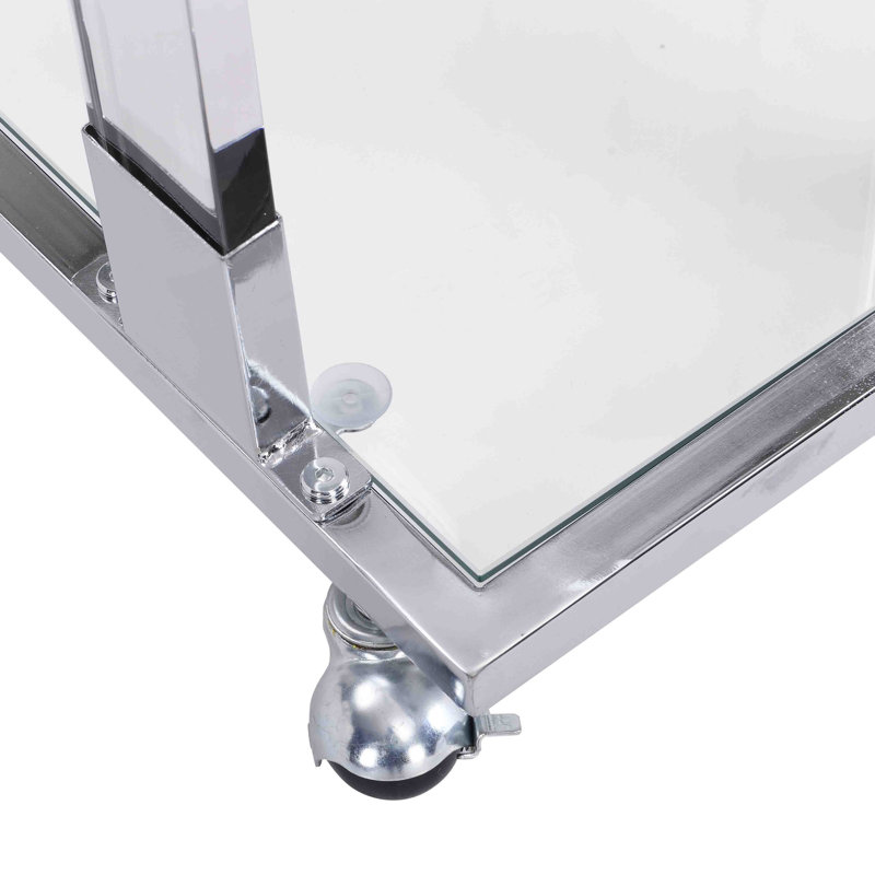 Table d'appoint en verre avec plateau en acrylique pour le salon - Table d'appoint moderne, verre trempé de 5 mm, montage facile, plateau verrouillable en forme de C, style carré pour chambre et balcon, facile à nettoyer, design mobile