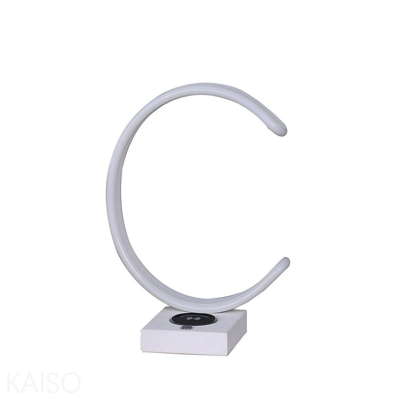 13.5" C Shape Led W/ Usb / Wireless Charger Port Table Lamp