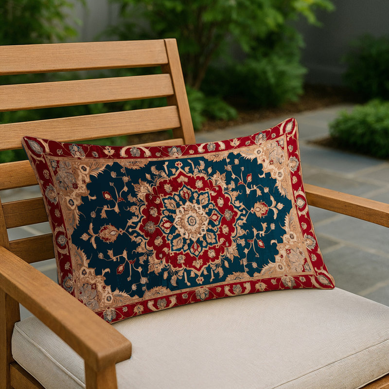 Tabriz Indoor and Outdoor Throw Pillow, Rectangle 20"H x 14"W, Brown Oriental 103