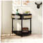 Table de bout Boho avec porte coulissante en rotin, bois massif noir et console en bois aggloméré