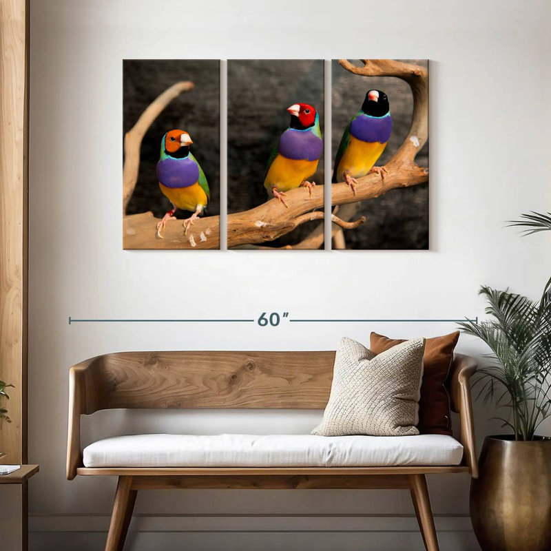 Brampt Rainbow Finches, 28" H x 45" W