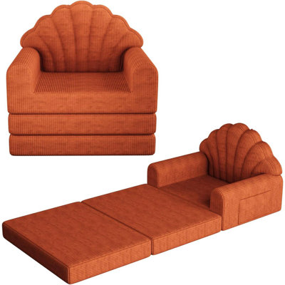 Canapé-lit pliant de 75 po x l 34 po avec support pour le dos, futon-lit convertible 2-en-1 et fauteuil à billes pour petits espaces, brun antique