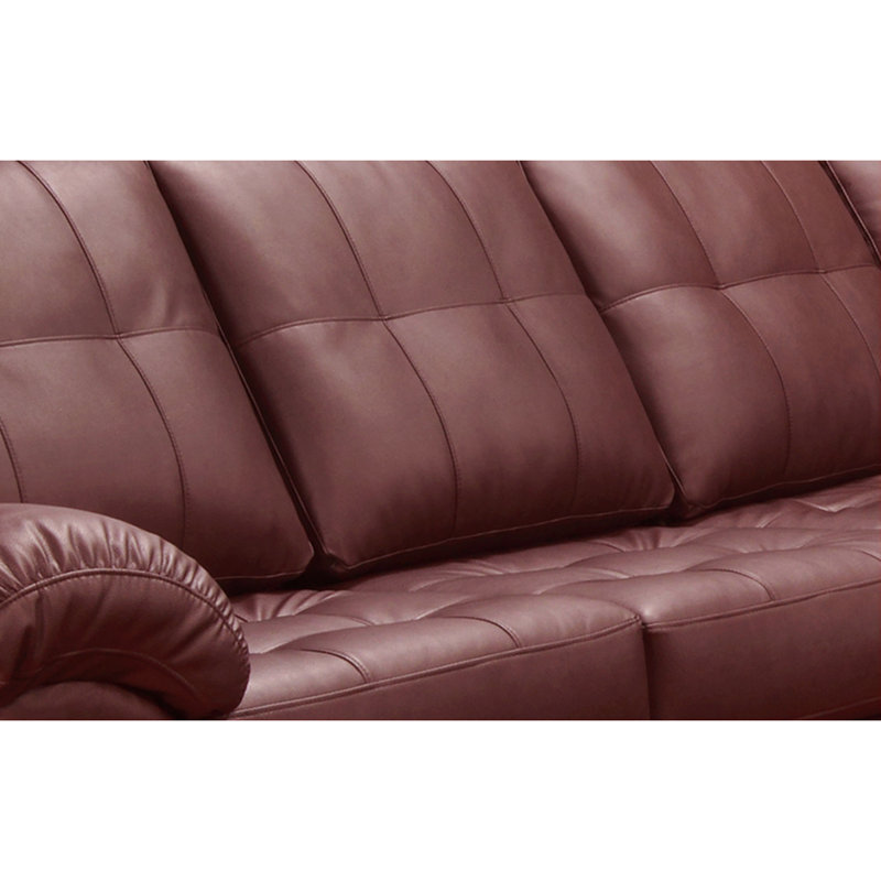 Yarber Upholstered L-Shaped Sectional Right Hand Facing, Maroon Red Genuine Leather