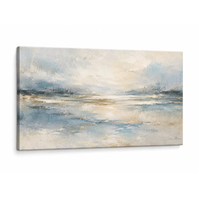 Blue Mist Waterway Panoramic Wrapped Canvas Wall Art