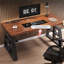 Bureau debout rectangulaire en bois massif noyer-286432514