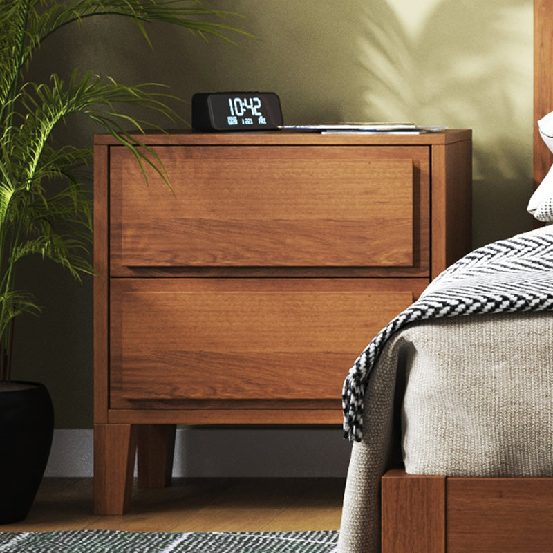 Knighten 24" W Solid Wood Nightstand, Dark Walnut