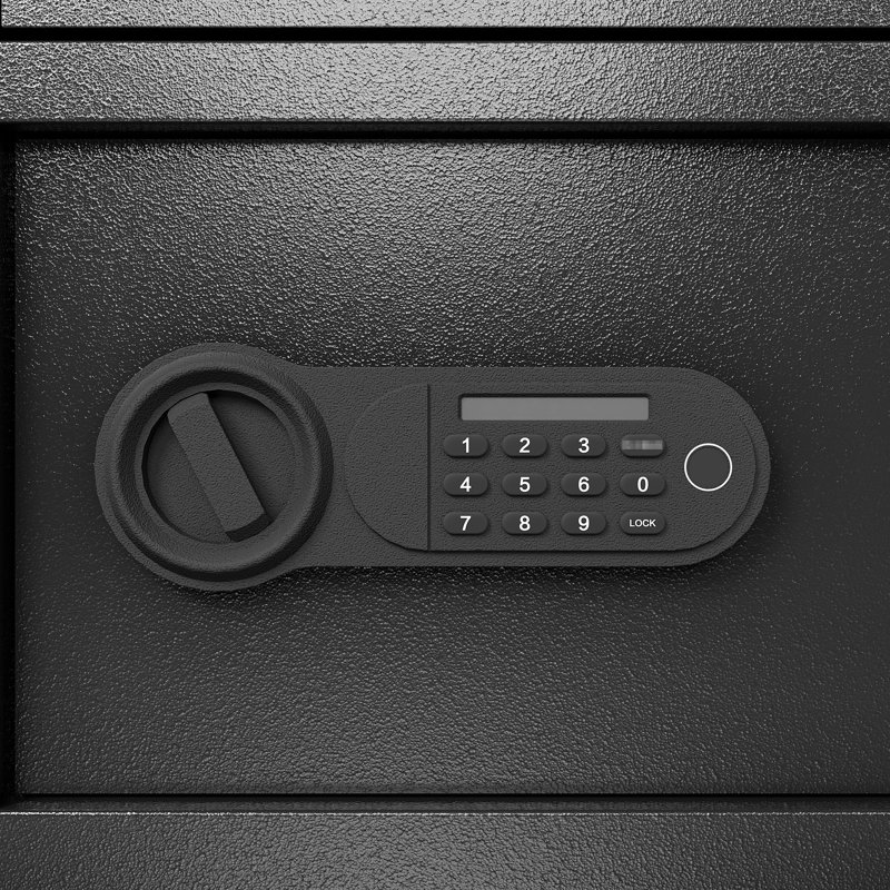 Coffre-fort électronique en acier à clavier numérique - argent comptant, ornements, pièces d'identité, 1,69 pi³, noir, et boîte à bijoux en noir, papiers, pieds, conception de vol