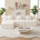 Canapé modulaire en forme de L 118 po, canapé en nuage en chenille avec repose-pieds mobile
