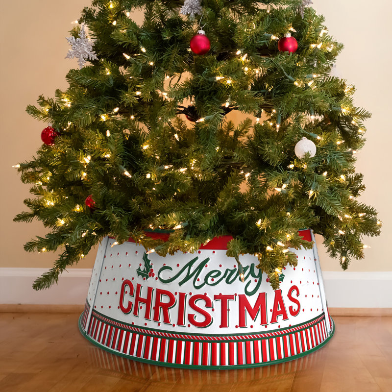 Vintage Style Iron Christmas Tree Skirt Collar, Distressed Metal Base for Rustic Farmhouse Christmas Decorations