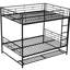 Lit superposé double au-dessus de métal, noir avec garde-corps et tablette - lit confortable et élégant en métal. Tablette de fabrication. Peut être divisé en 2 lits simples. Espace de rangement supplémentaire disponible. Facile à-869733088-869733090