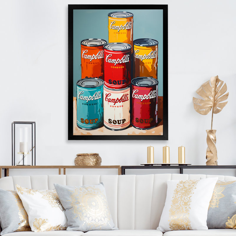 «Tildra Pop Art Campbells Soup III», reproduction sur toile, Cadre photo noir, H 20 po x l 12 po x P 1 po