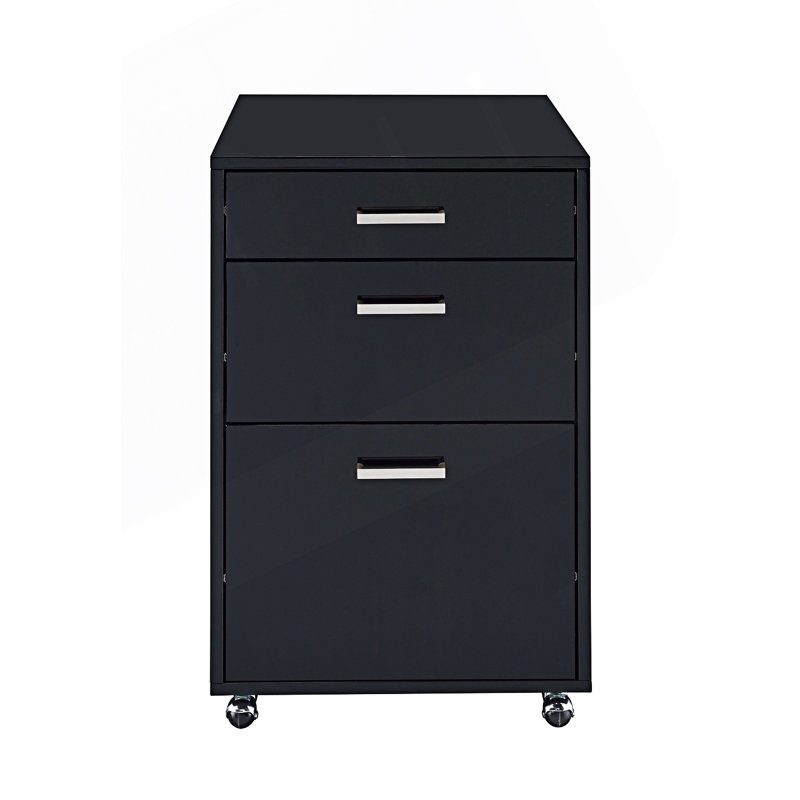 High Gloss File Cabinet With 3 Drawer, Accent Cabinet