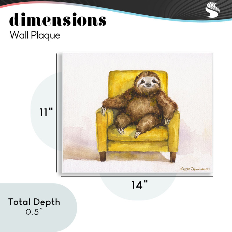 «Happy Sloth Relaxing on Fauteuil», plaque par George Dyachenko
