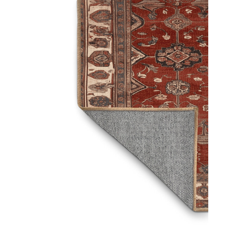 Tapis brun lavable à la machine, Rond 3 pi