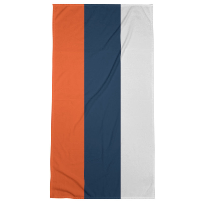 Cotton Blend Beach Towel, Off White/Navy Blue/Orange