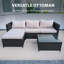 193 cm W L-Shaped Metal and Wicker Patio Corner Sofa Set with Cushions-1132722056-1132722063