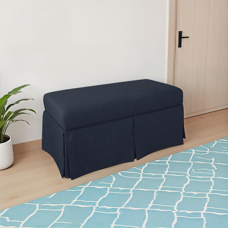 Upholstered Storage Bench, Classic Navy Linen