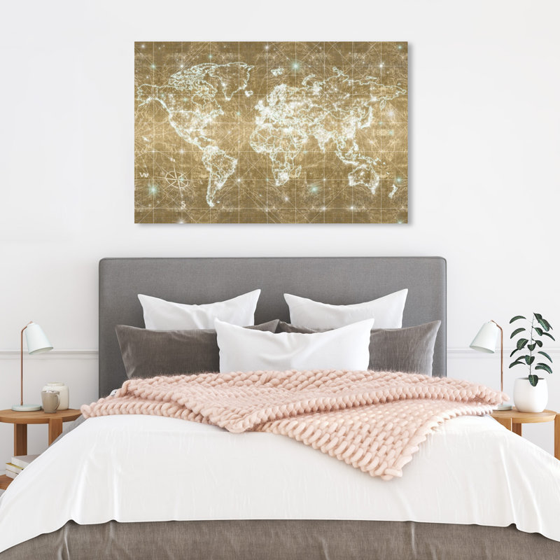 « mapamundi galaxy gold », impression sur toile, H 24 po x l 36 po x P 1,5 po