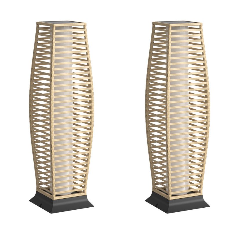 30.75'' Solar Powered Boho Rattan Floor Lamp (Set of 2), Natural