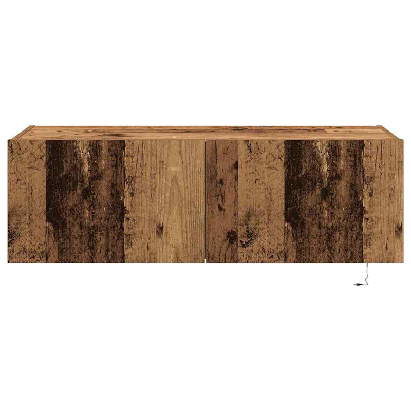 TV Wall Cabinet Engineered Wood, 31cm H x 100cm L x 35cm W, Old Wood