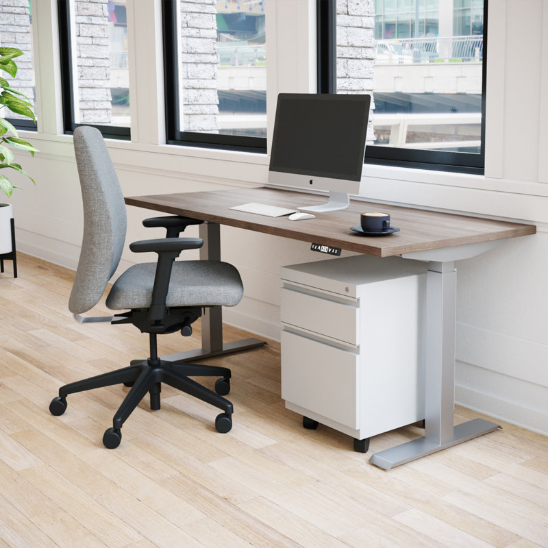 Bureau à hauteur réglable REVOH, Noyer de Californie, H 50 po x l 48 po x P 30 po