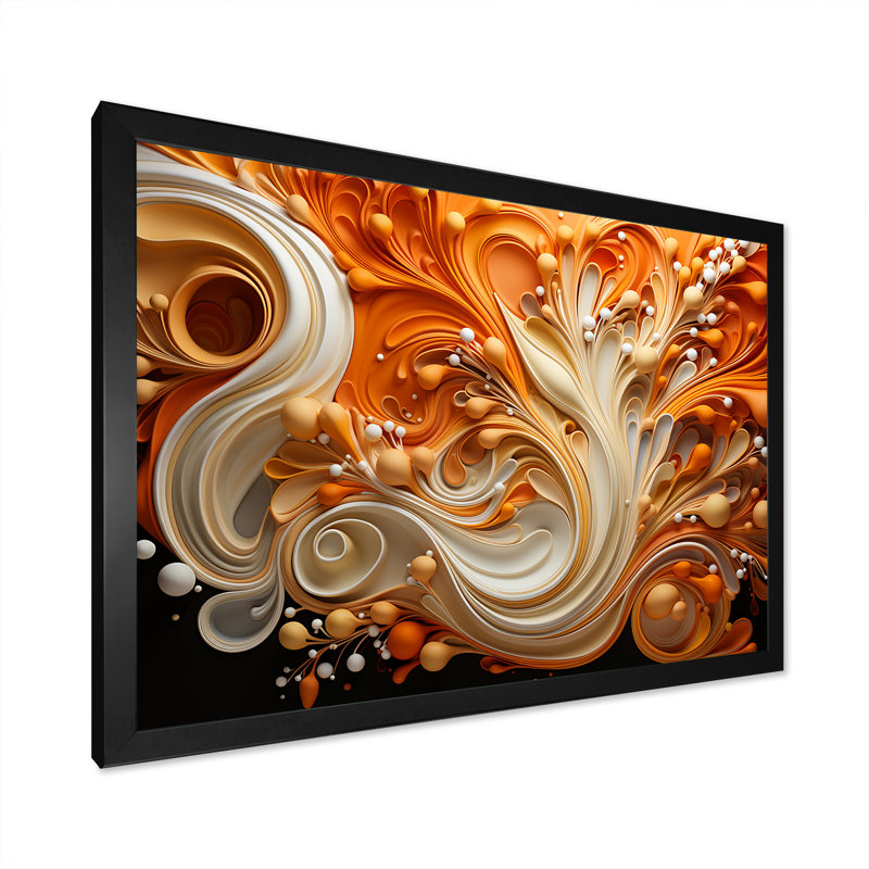Abstrait flammes de café fluides - formes abstraites, impressions sur toile, Cadre photo noir, H 30 po x l 40 po x P 1,5 po