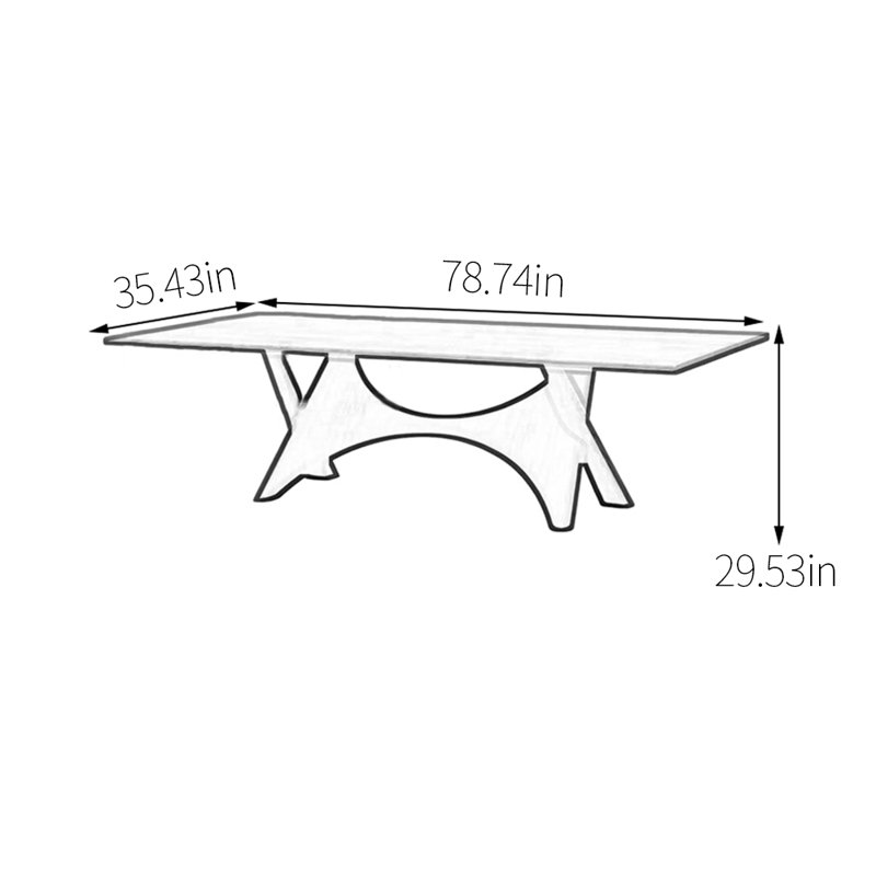Practical retro dining table, 29.53"H x 78.74"L x 35.43"W