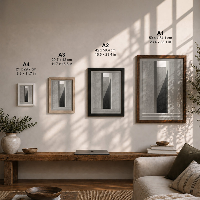 Light Through Concrete Industrial - Framed Print, A2 - 59.4 x 42.0 cm, Black