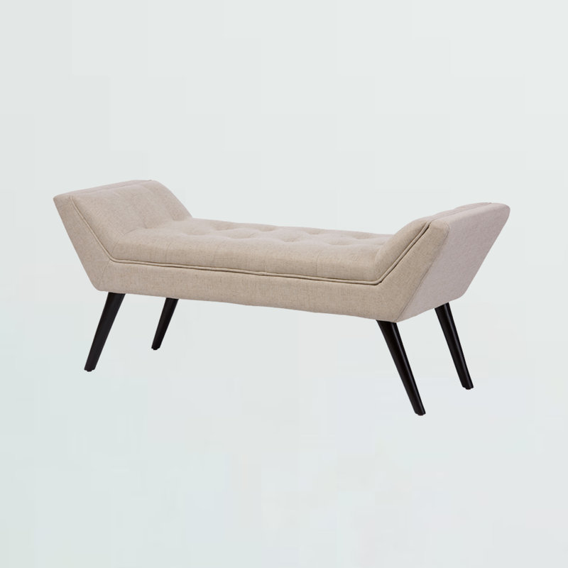 Banc rembourré en lin Aitkin au fini beige, H 20,87 po x l 49,92 po x P 17,36 po