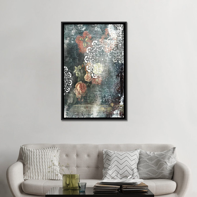 «Doily I» par PI Studio - reproduction sur toile tendue, H 26 po x l 18 po x P 1,5 po, Toile encadrée noire