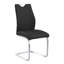 Chaise de salle à manger contemporaine en similicuir noir et finition en acier inoxydable brossé - ensemble de 2
