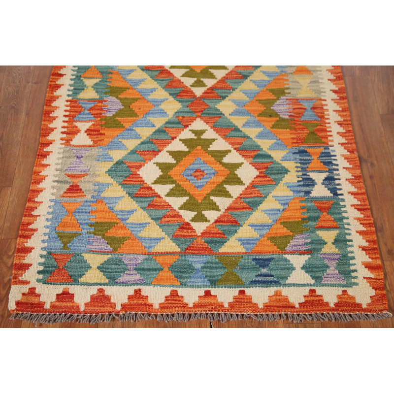 Multolor Wool Kilim Oriental Accent Rug 3x4