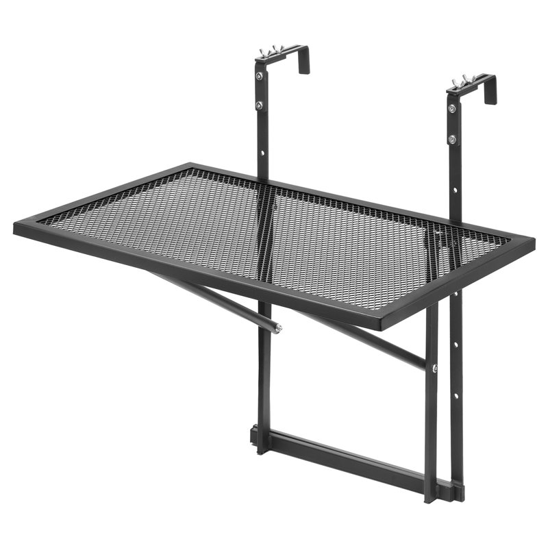 Table suspendue pour balcon 48 x 61 cm, en métal, résistante à la corrosion, capacité de 22,7 kg, pliable pour un rangement facile sur la rambarde de terrasse, design rouille
