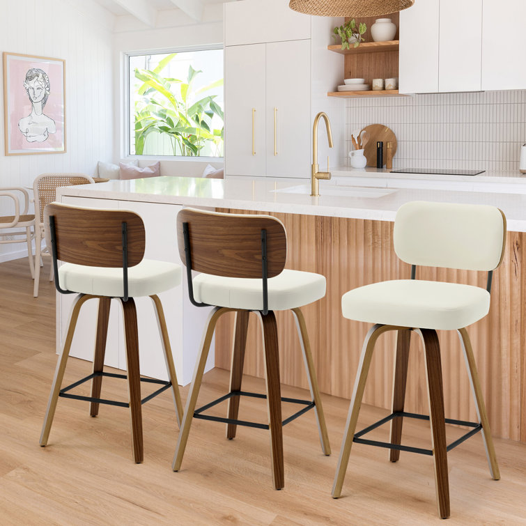 Industrial Wood Bar Stool With Backrest - Za Za Homes