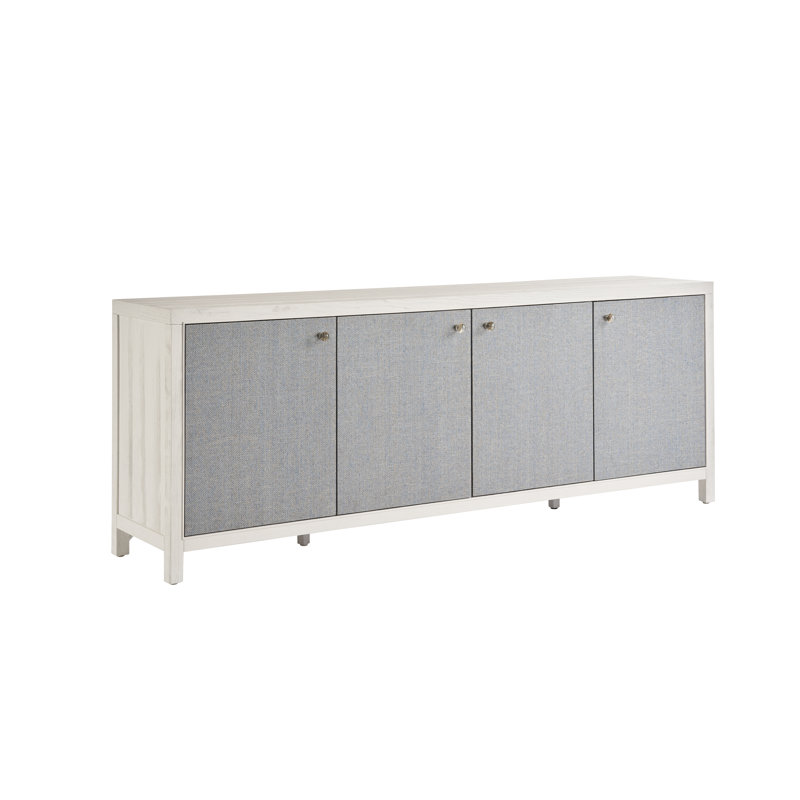 White and Seagrass 85'' Coastal Credenza