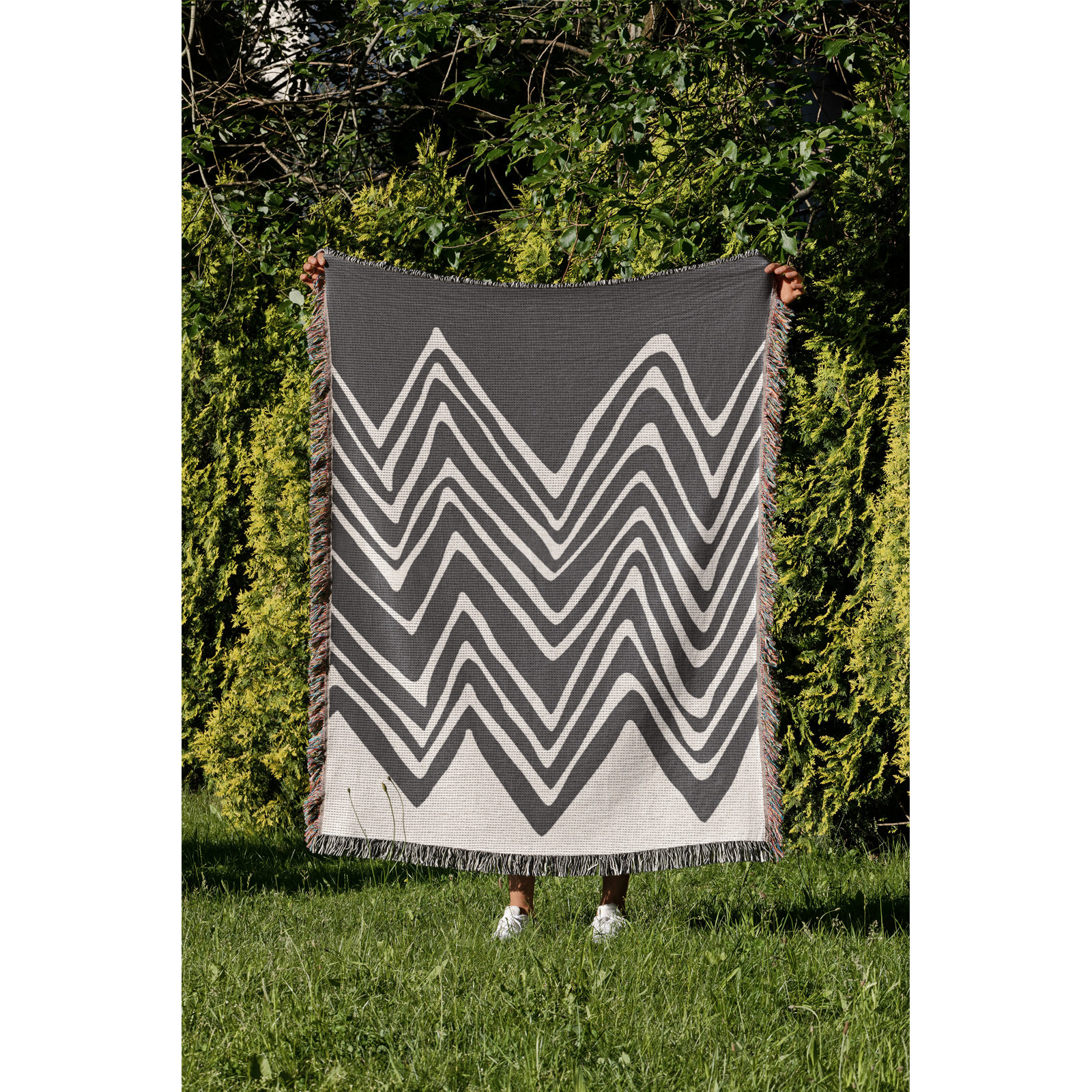 Addai Throw Blanket, Gray, 60" H x 60" W (Throw)