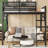 Queen High Loft Bed in Black with Shelves, Heavy Duty Metal Frame and Ladder