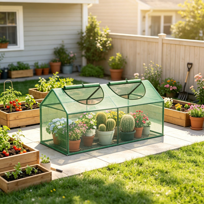 Mini serre portative Outsunny 120 x 60 x 60 cm avec bâche en PE et fenêtres à glissière enroulables pour une utilisation intérieure et extérieure au jardin