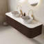 Ensemble de meuble-lavabo mural 60 po avec lavabo 60 po avec lavabo mural à bords arrondis à rayures et 2 tiroirs-166610713