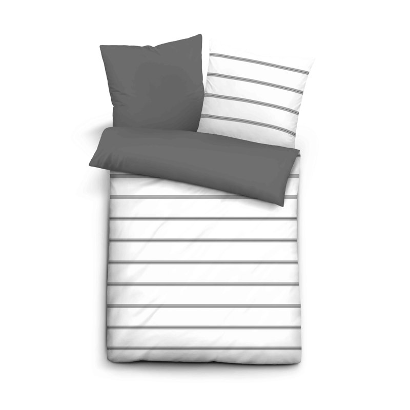 CINQUE Renforce bed linen 0041701 Rome, Queen Duvet Cover Set + 1 Pillowcase, Titanium