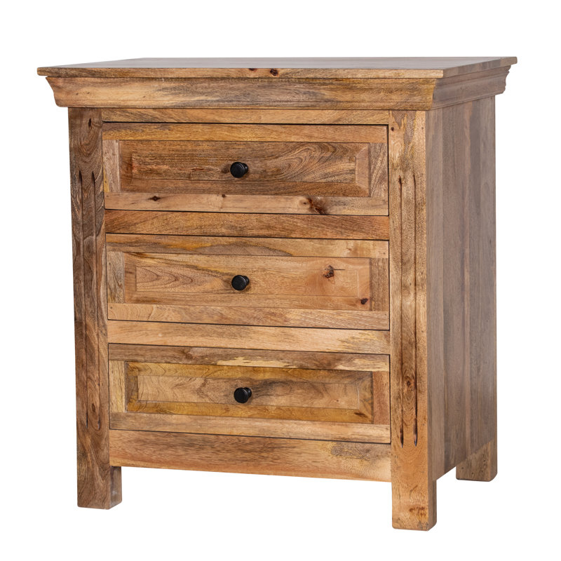Clotis 28'' W Solid Wood Nightstand, Natural