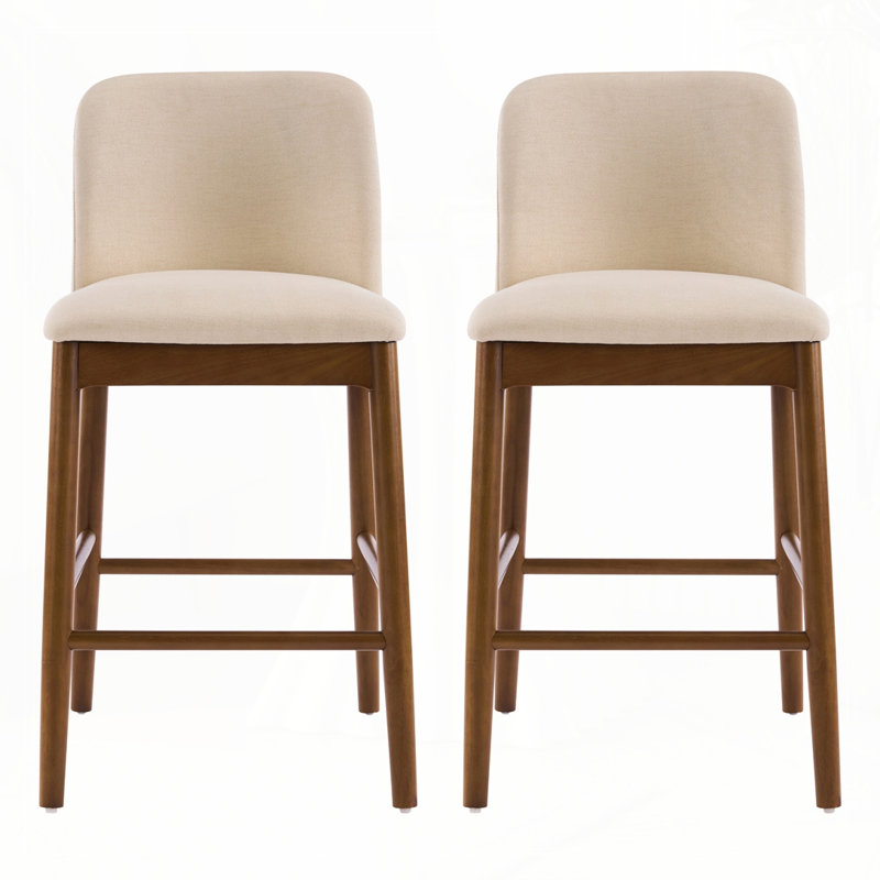 Tabouret de comptoir rembourré en bois, Noyer