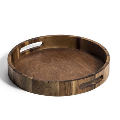 Plateau de service rond en bois d'acacia
