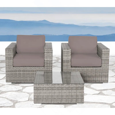 Rattan Wicker Fully Assembled 2 - Person Seating Group With Cushions